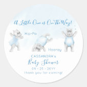 Hippo Somersault Baby Boy Shower Ronde Sticker (Voorkant)