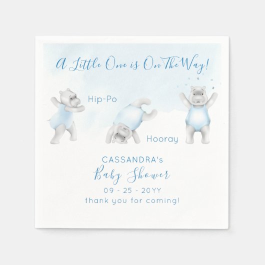 Hippo Somersault Baby Boy Shower Servet (Voorkant)
