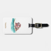 Hippo Surfer on Surf Board Bagagelabel (Voorkant horizontaal)