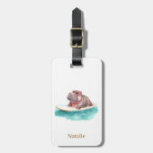 Hippo Surfer on Surf Board Bagagelabel (Voorkant verticaal)