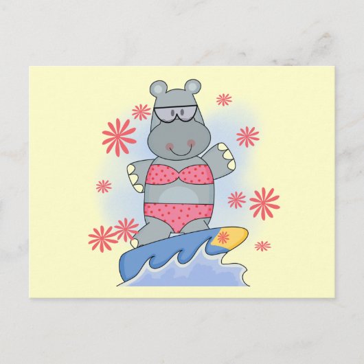 Hippo Surfing Tshirts en Gifts Briefkaart (Voorkant)