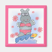 Hippo Surfing Tshirts en Gifts Magneet (Voorkant)