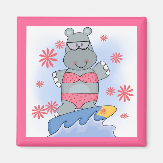 Hippo Surfing Tshirts en Gifts Magneet (Voorkant)