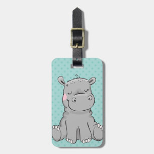 Hippo Sweet Cartoon Aangepast Bagagelabel