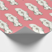 Hippo tekening op roze cadeaupapier (Hoek)