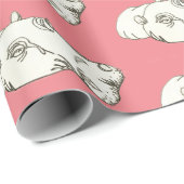 Hippo tekening op roze cadeaupapier (Rol Hoek)