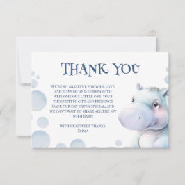 Hippo thema Baby shower Bedankkaart