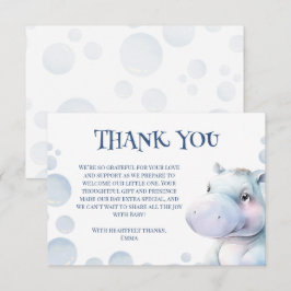 Hippo thema Baby shower Bedankkaart