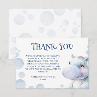 Hippo thema Baby shower Bedankkaart