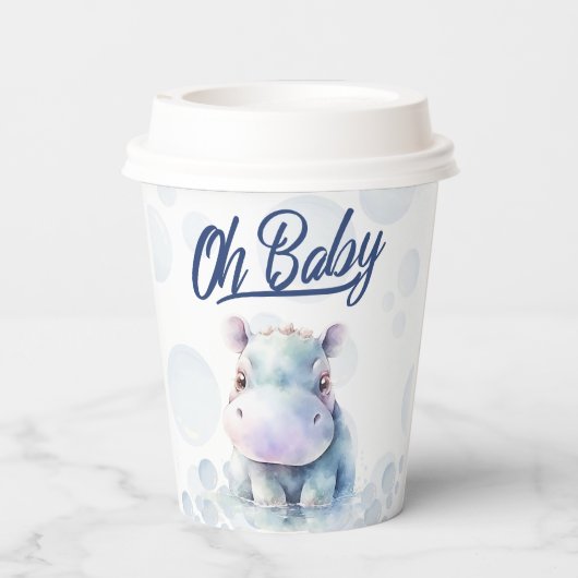 Hippo thema Baby shower Papieren Bekers (Achterkant)