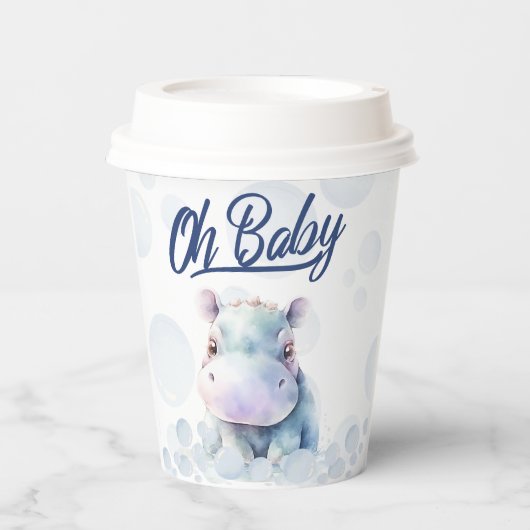 Hippo thema Baby shower Papieren Bekers (Voorkant)