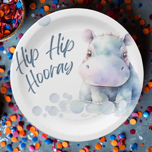 Hippo thema Baby shower Papieren Bordje