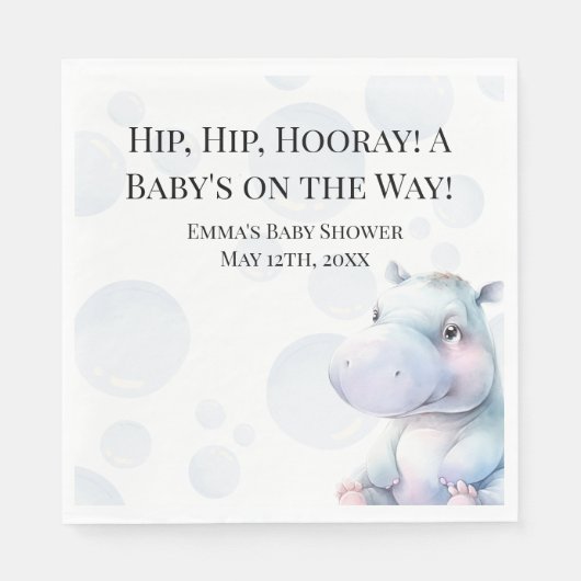 Hippo thema Baby shower Servet (Voorkant)