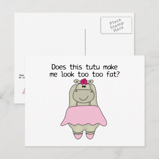 Hippo Tu Tu Fat Briefkaart (Voorkant / Achterkant)