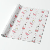 Hippo Valentijnse Love Pattern Cadeaupapier (Uitgerold)
