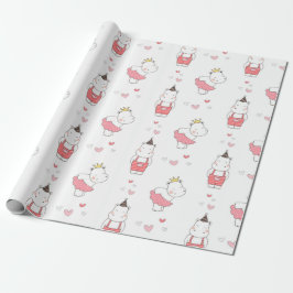 Hippo Valentijnse Love Pattern Cadeaupapier