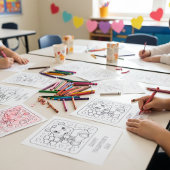 Hippo Valentine’s Day Coloring for Students Briefkaart