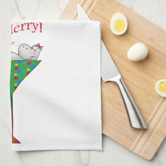 Hippo van Tipsy-tini Theedoek (Quarter Fold)