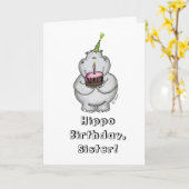 Hippo Verjaardag - Happy Birthday Kaart (Gele Bloem)