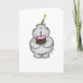 Hippo Verjaardag - Happy Birthday Kaart (Voorkant)