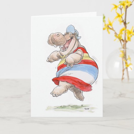 Hippo verjaardag! kaart (Gele Bloem)