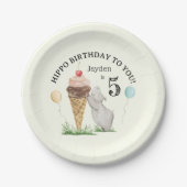 Hippo verjaardag voor je verjaardagsfeestje papieren bordje (Voorkant)