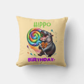 Hippo Verjaardag Vrolijk, Kleurrijk Snoep Swirl | Kussen (Voorkant)