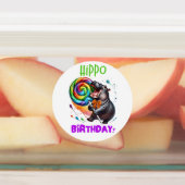 Hippo Verjaardag Vrolijk, Kleurrijk Snoep Swirl | Labels (Aangebracht)