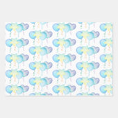 Hippo Verjaardag zacht blauw ballon cadeau Inpakpapier Vel (Voorkant)