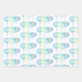 Hippo Verjaardag zacht blauw ballon cadeau Inpakpapier Vel