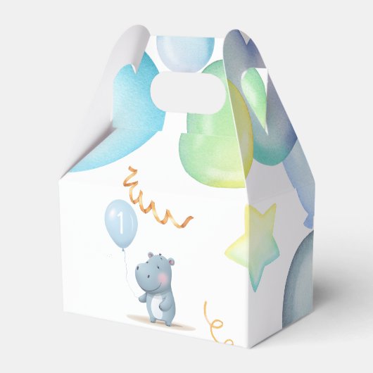 Hippo Verjaardag zacht blauw simpel Bedankdoosjes (Voorkant Zijde)