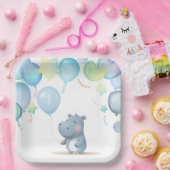 Hippo Verjaardag zachte blauwe eenvoudige servette Papieren Bordje (Feest)