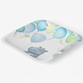 Hippo Verjaardag zachte blauwe eenvoudige servette Papieren Bordje (Gebogen)