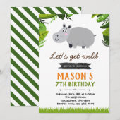 Hippo verjaardagsfeest uitnodiging (Voorkant / Achterkant)