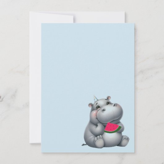 Hippo verjaardagsfeestje Watermeloen uitnodiging (Achterkant)
