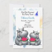 Hippo verjaardagsfeestje Watermeloen uitnodiging (Voorkant)