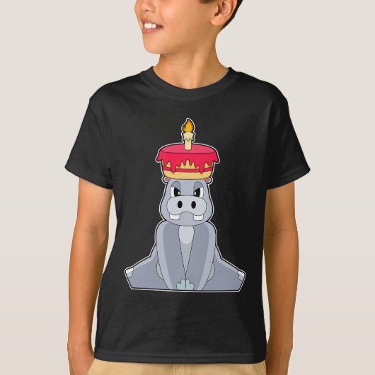 Hippo verjaardagskaarstaart t-shirt (Voorkant)