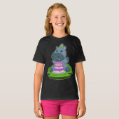 Hippo verjaardagstaart t-shirt (Voorkant volledig)