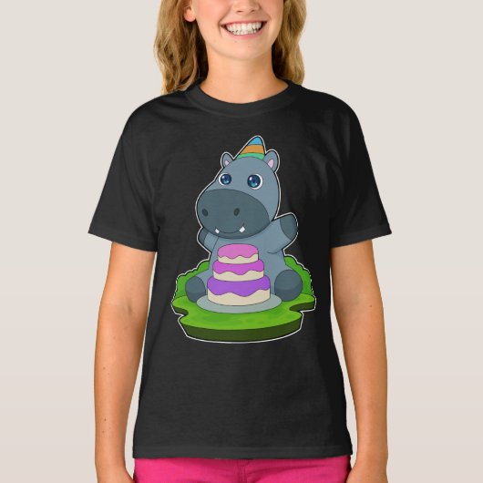 Hippo verjaardagstaart t-shirt (Voorkant)
