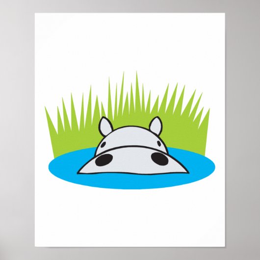hippo verstopt in water poster (Voorkant)
