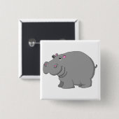 hippo vierkante button 5,1 cm (Voorkant /achterkant)