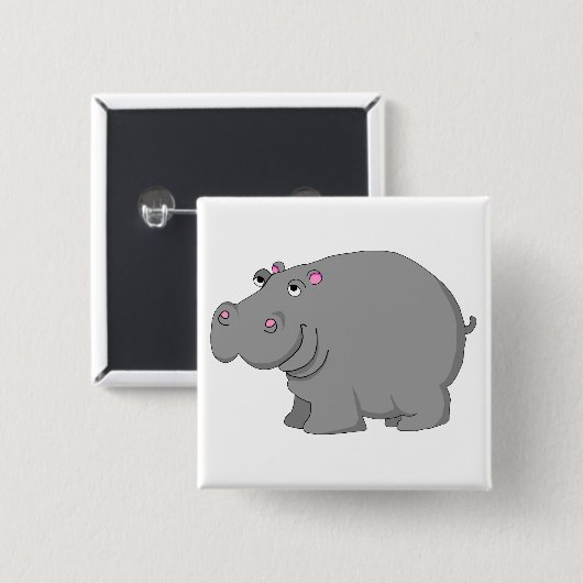 hippo vierkante button 5,1 cm (Voorkant /achterkant)
