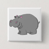 hippo vierkante button 5,1 cm (Voorkant)