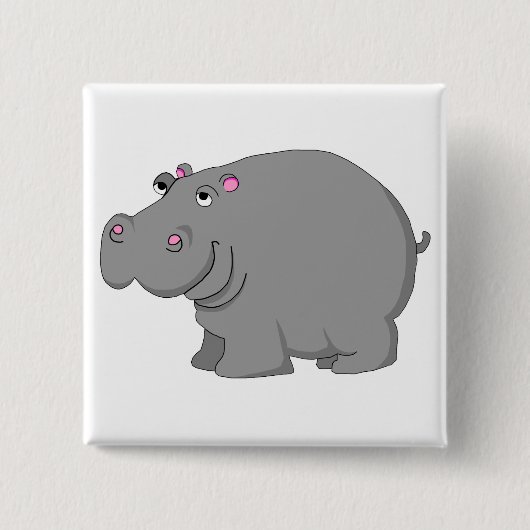 hippo vierkante button 5,1 cm (Voorkant)