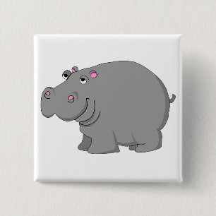 hippo vierkante button 5,1 cm