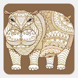 Hippo Vierkante Sticker