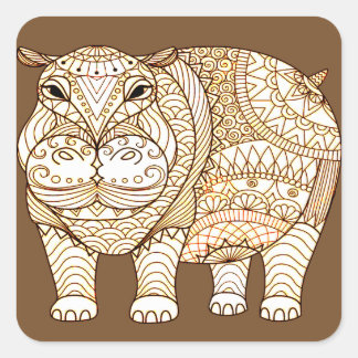 Hippo Vierkante Sticker
