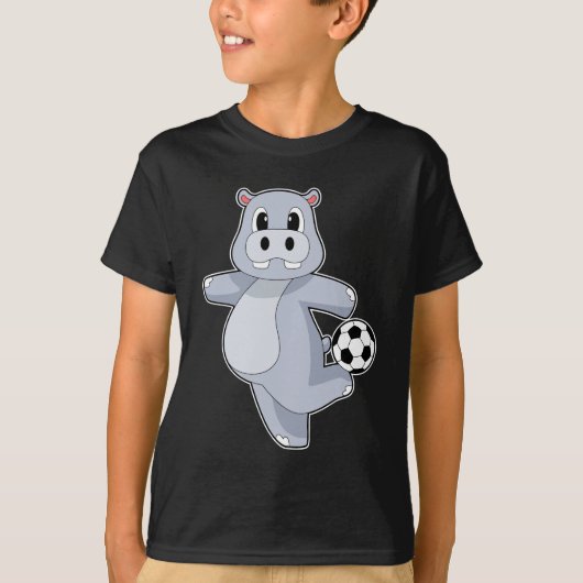 Hippo Voetbalspeler Voetbalsport T-shirt (Voorkant)