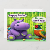 Hippo vraagt aan Pheasant: Easter Egg Quest Feestdagenkaart (Voorkant / Achterkant)