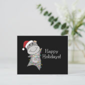 Hippo Vrolijk Kerstfeest Winter Dieren Hippos Post Briefkaart (Staand voorkant)